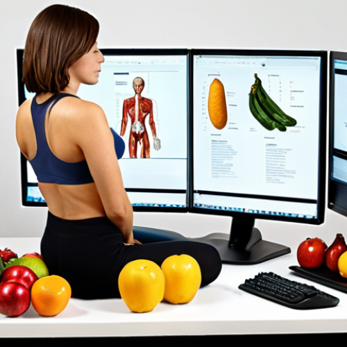 Home 8 **
"A person sitting at an ergonomic workstation, with good posture, demonstrating proper back support and screen height, surrounded by healthy food choices like fruits and vegetables. Soft, natural lighting. Emphasis on ergonomic principles."
**