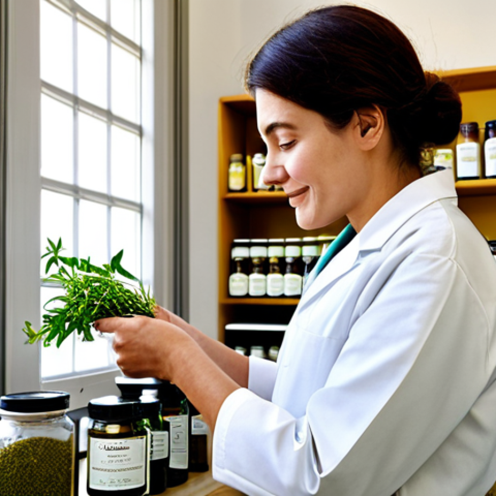 **
"A serene scene in a brightly lit, modern herbalist shop in Florence, Italy. A friendly, fully clothed pharmacist wearing modest professional attire is preparing a traditional herbal remedy for a customer. Shelves are stocked with colorful jars and bottles of herbs. Soft, natural light filters through the windows. Focus on the natural ingredients and the expert's gentle demeanor. Safe for work, appropriate content, professional setting, perfect anatomy, correct proportions, well-formed hands, proper finger count, natural body proportions."
**