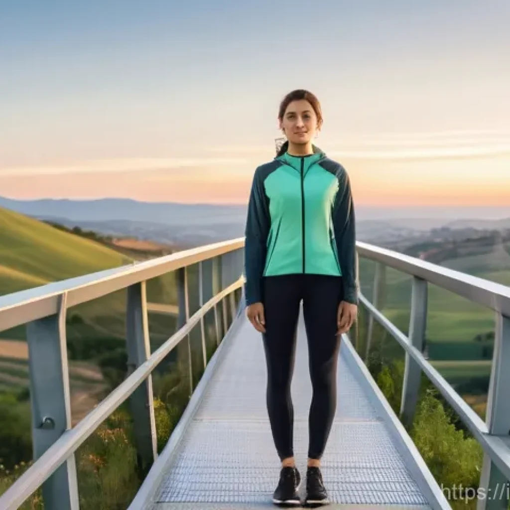 한방병원에서의 만성질환 관리 - A serene and empowered woman, in her late 30s, dressed in comfortable yet stylish athletic wear (leg...