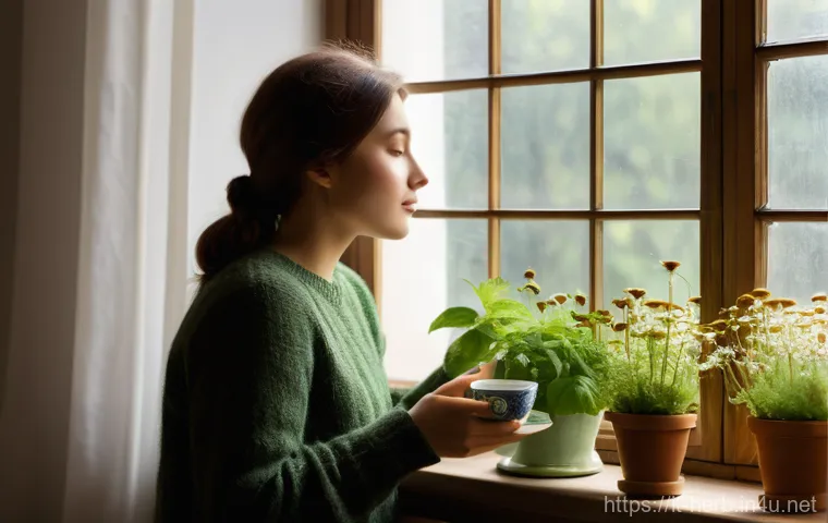 비염과 한방치료의 장점 - **Prompt: Phytotherapy for Respiratory Wellness**
A serene, warmly lit image depicting a person,...
