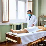 교통사고 입원비 한방병원 청구 - A professional Chinese traditional medicine clinic interior in Italy, showing a licensed acupuncturi...