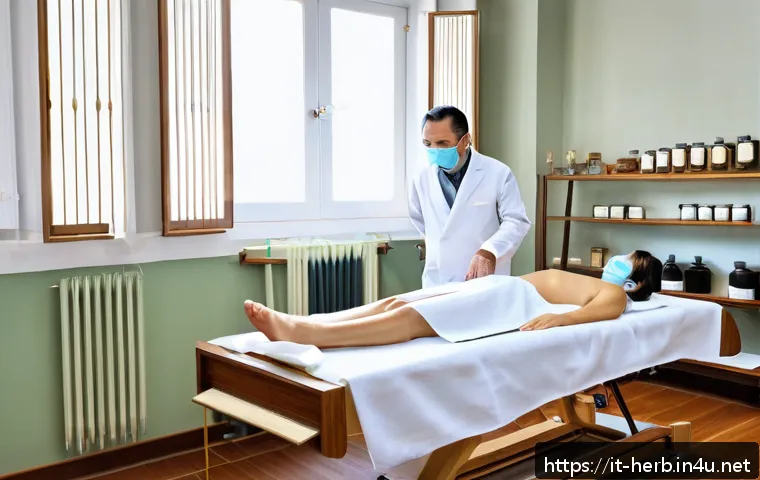 교통사고 입원비 한방병원 청구 - A professional Chinese traditional medicine clinic interior in Italy, showing a licensed acupuncturi...