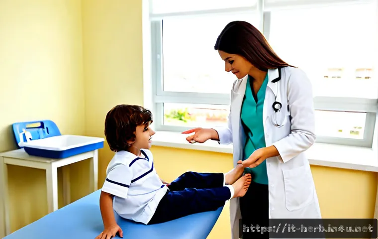 소아 성장판 치료 방법 - Photorealistic pediatric orthopedic consultation in a bright modern Italian clinic, caring female do...